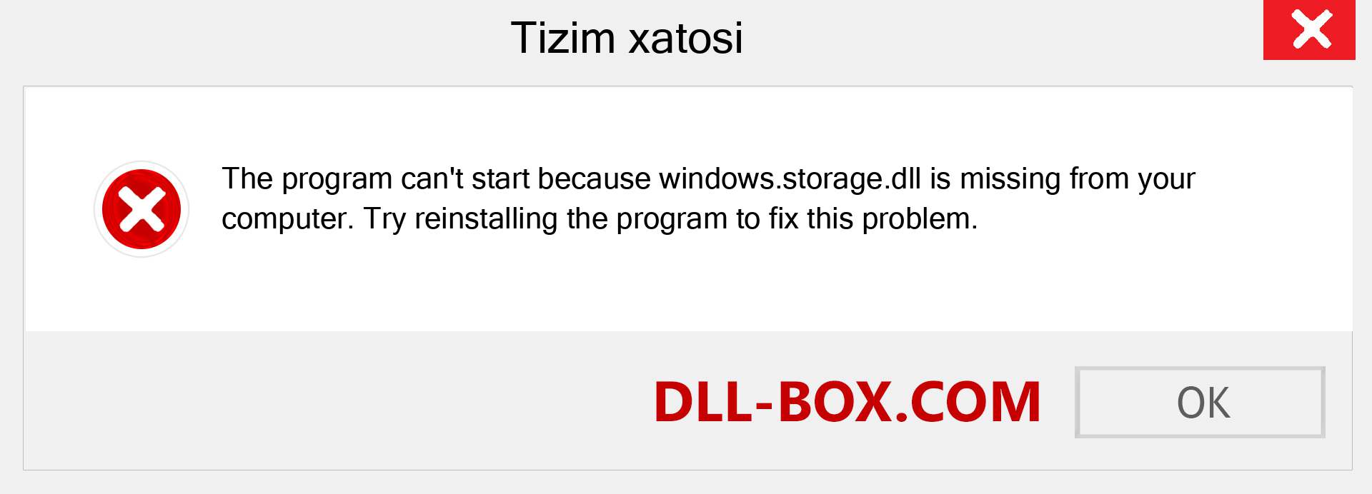 windows.storage.dll fayli yo'qolganmi?. Windows 7, 8, 10 uchun yuklab olish - Windowsda windows.storage dll etishmayotgan xatoni tuzating, rasmlar, rasmlar